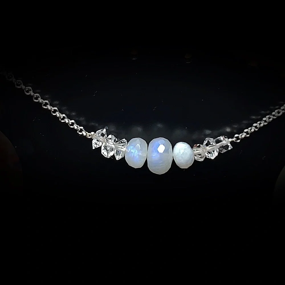 Moonstone & Herkimer Diamond Chocker Necklace! SALE!